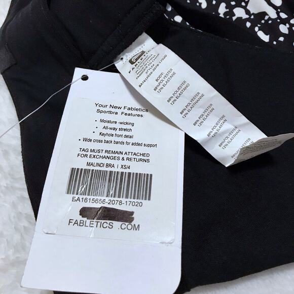 Fabletics NWT Black and White Sports Bra Women XS (4) - Picture 10 of 10